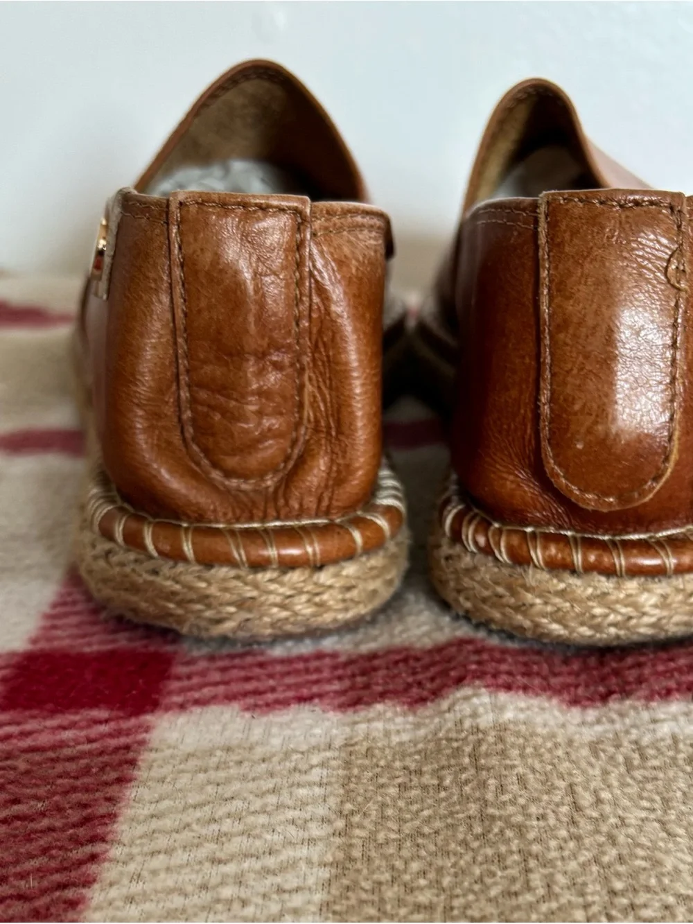 Tan Leather Slip-On Espadrille for women